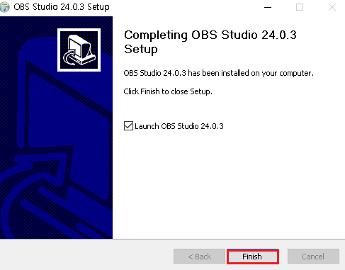 OBS Studio 다운로드 및 설치 완료