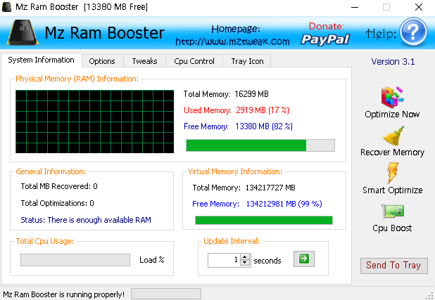 윈도우10 메모리 최적화 프로그램 추천 - Mz RAM Booster