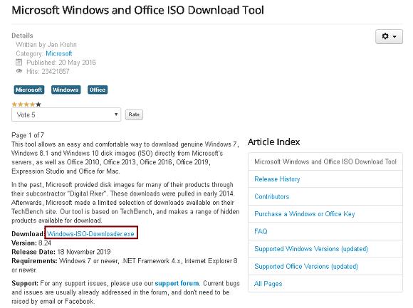 Windows-ISO-Downloader.exe 클릭하여 도구 설치